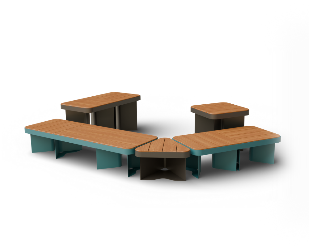 Students using Furnware Cohort outdoor benches