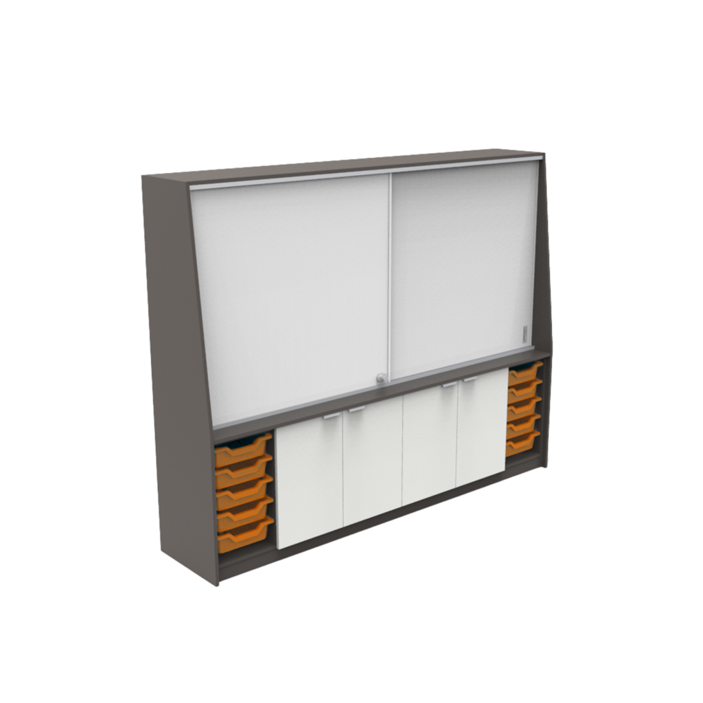align-front-of-class-whiteboard-doors-orange-totes
