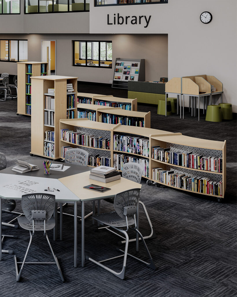 Library Learning Space with Bookworm Bookcases