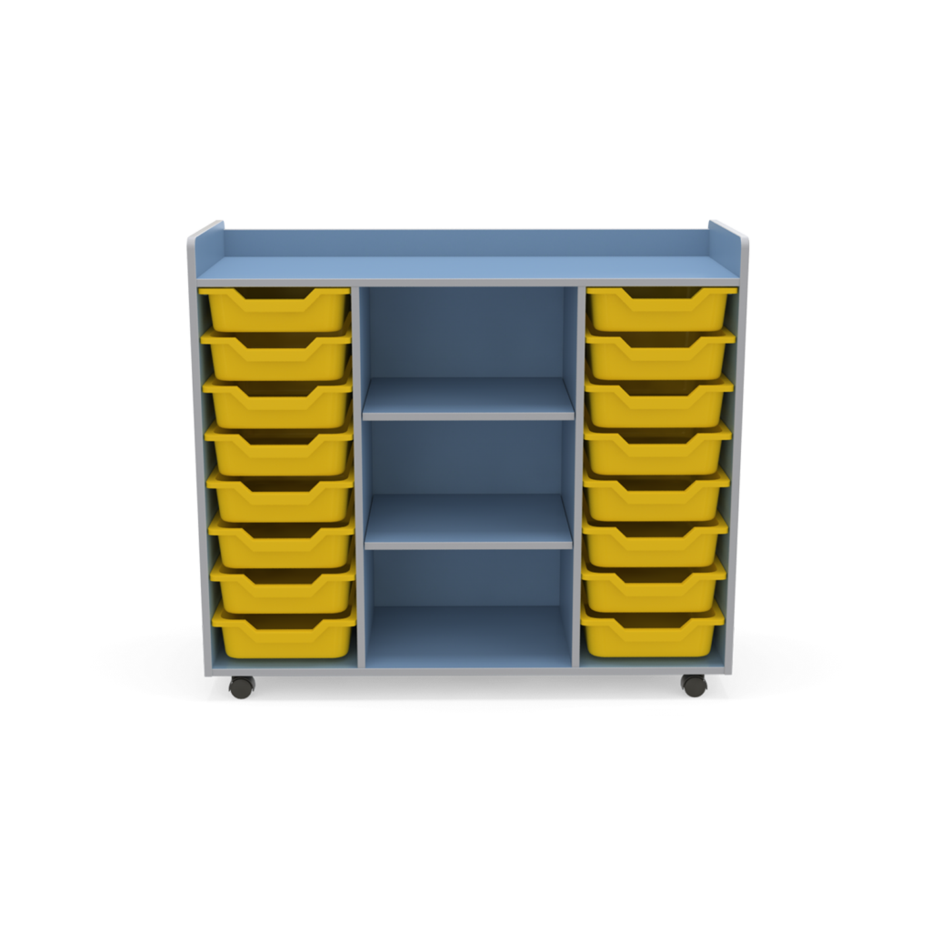 tote-and-centre-shelving-unit-blue-yellow-totes-front