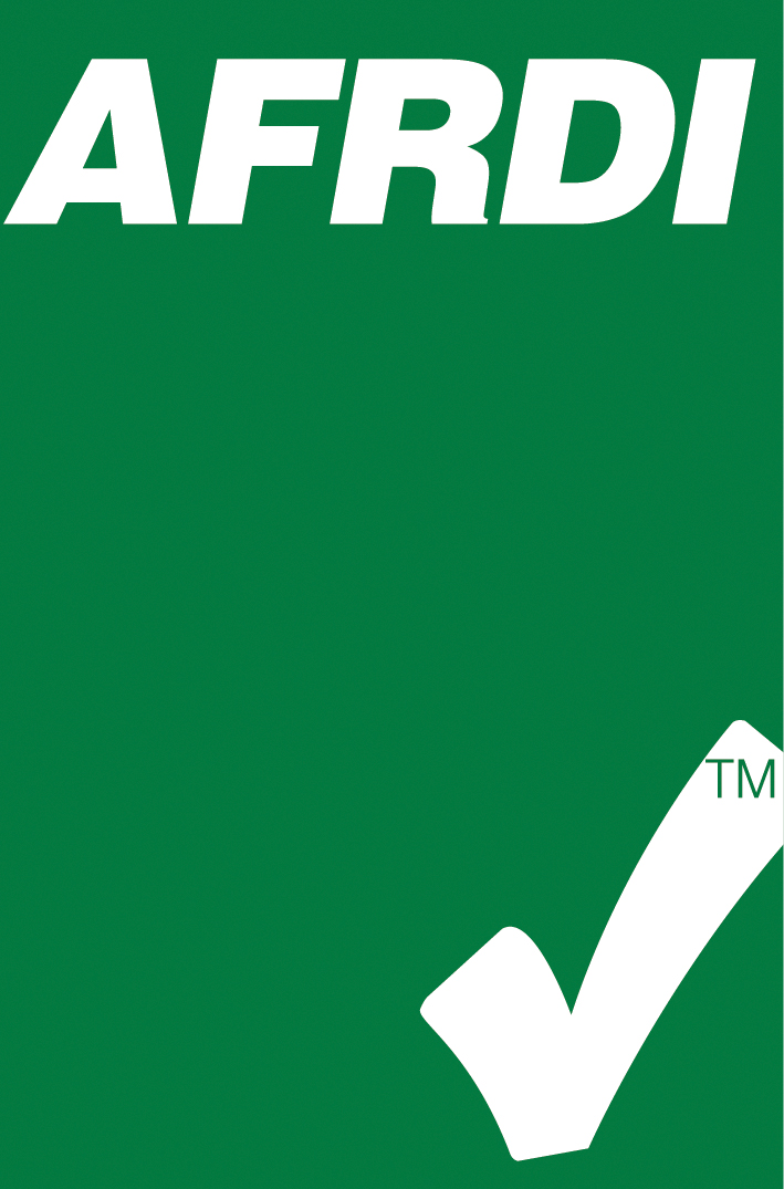 AFRDI Green Tick certification logo with white tick on green background