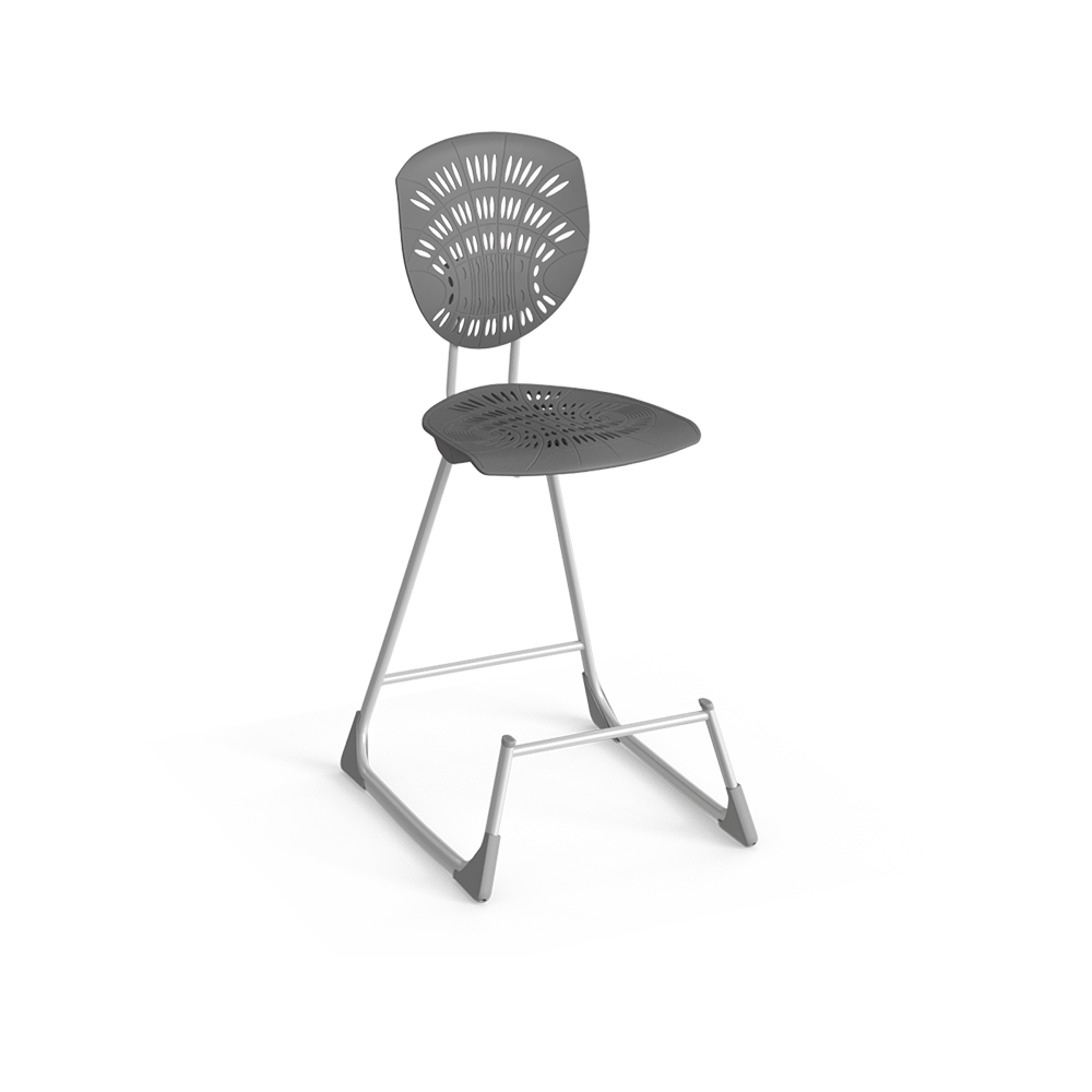 Bodyfurn Lab Stool with Backrest – Grey