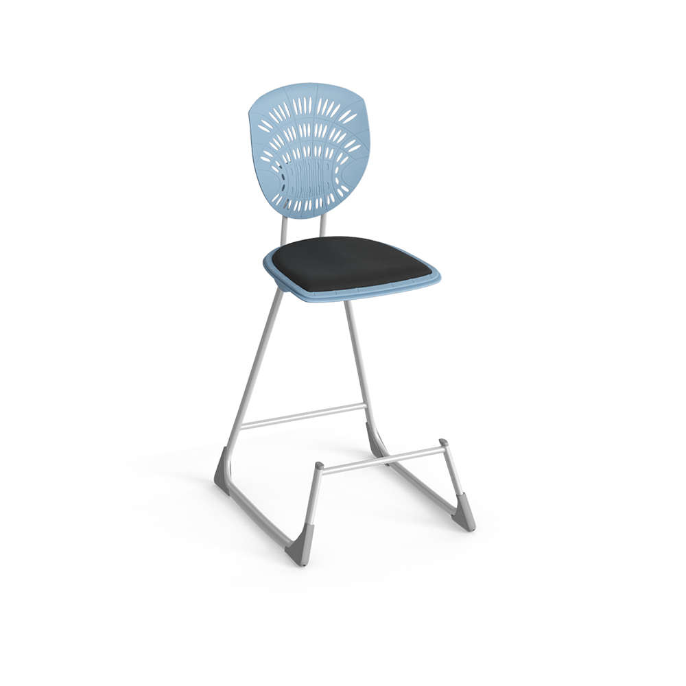 Bodyfurn Lab Stool with Backrest and Padded Seat – Light Blue
