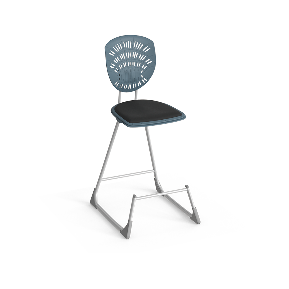 Bodyfurn Lab Stool with Backrest and Padded Seat – Deep Blue