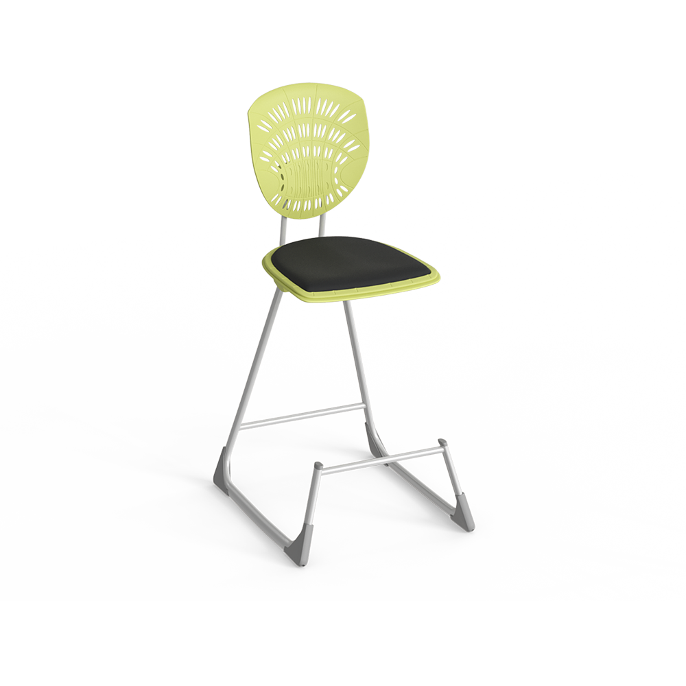 Bodyfurn Lab Stool with Backrest and Padded Seat – Green