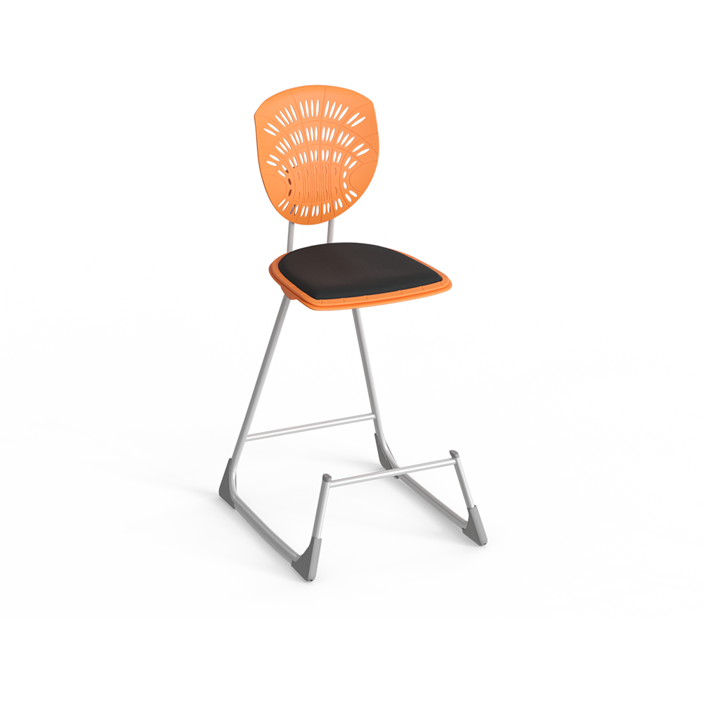 Bodyfurn Lab Stool with Backrest and Padded Seat – Orange